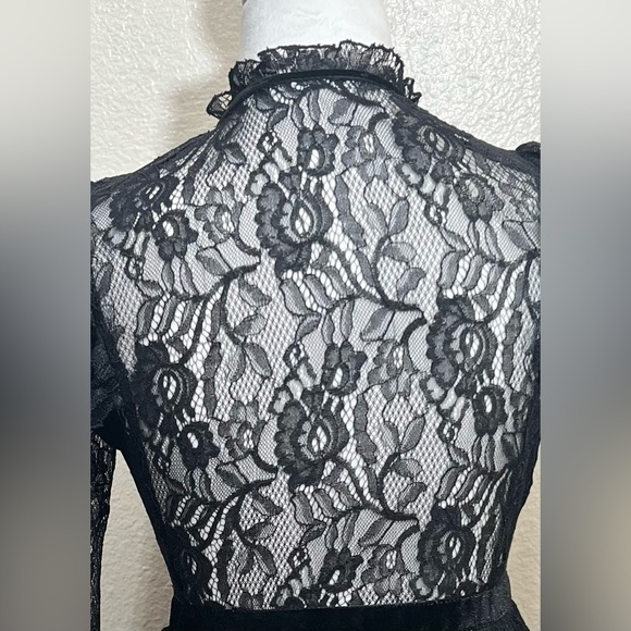 EUC Zara Lace Tier Dress with Jewel Buttons size S Black - Picture 8 of 10